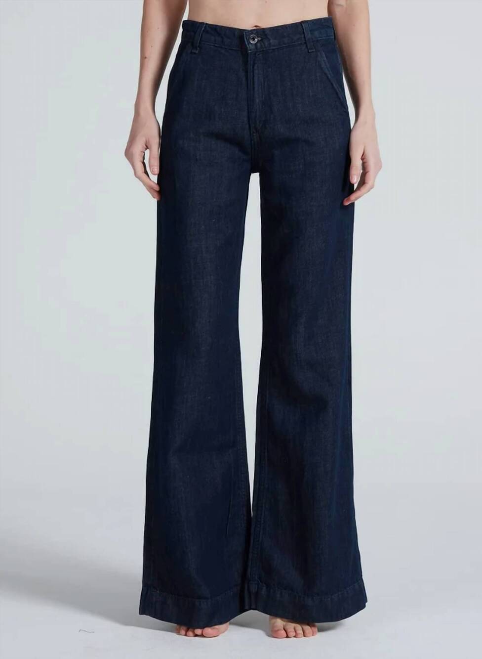 NEW ASKK NY high rise denim trouser in indigo linen